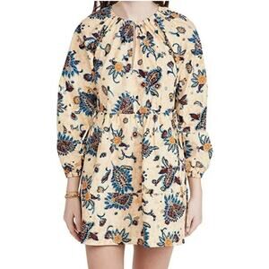 A.L.C. Women's Myra Drawstring Mini Dress Sz 0 - Apricot Long Sleeve (B